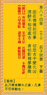 观音灵签 第84签:庄子试妻