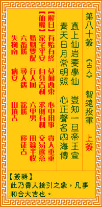 观音灵签 第80签:智远投军