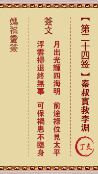 妈祖灵签 第24签:丁亥 秦叔宝救李渊