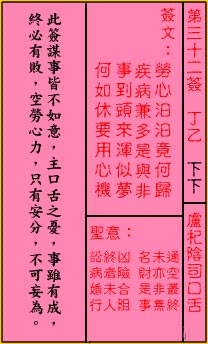 关帝灵签 第32签:下下 卢杞阴司口舌