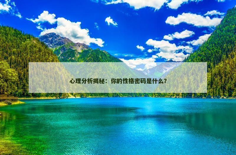 心理分析揭秘：你的性格密码是什么？