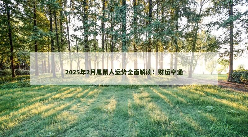 2025年2月属鼠人运势全面解读:财运亨通