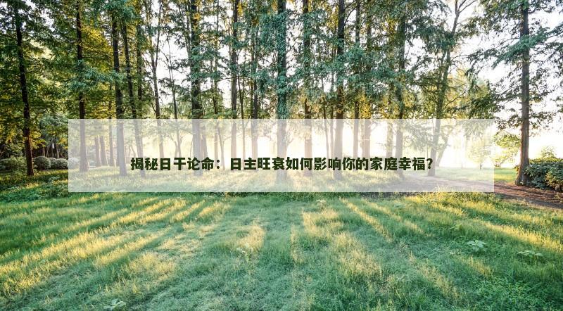 揭秘日干论命：日主旺衰如何影响你的家庭幸福？