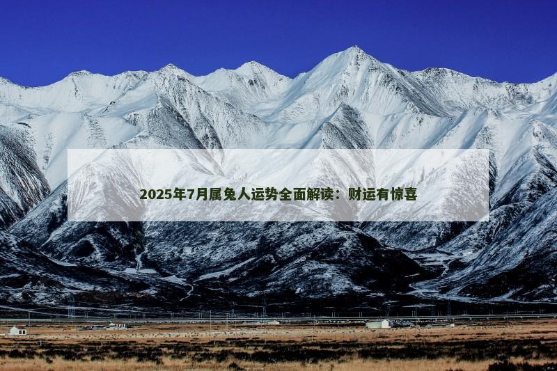 2025年7月属兔人运势全面解读：财运有惊喜