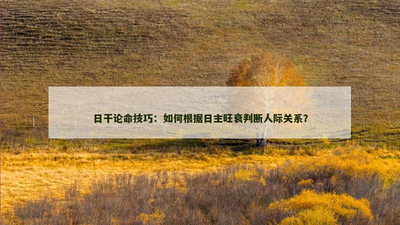 日干论命技巧：如何根据日主旺衰判断人际关系？
