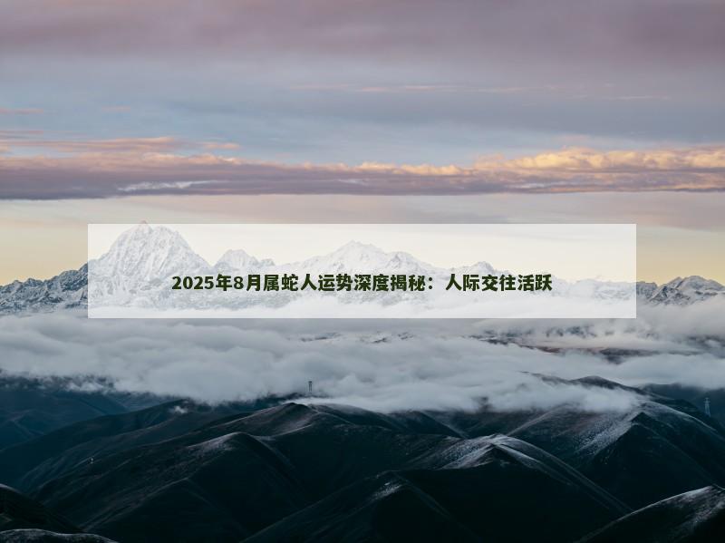2025年8月属蛇人运势深度揭秘:人际交往活跃