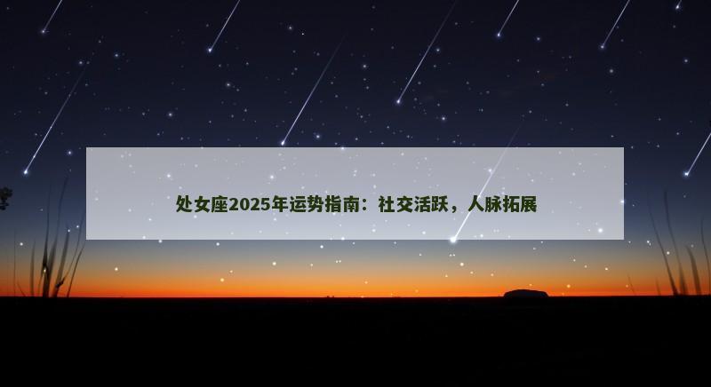 处女座2025年运势指南:社交活跃,人脉拓展