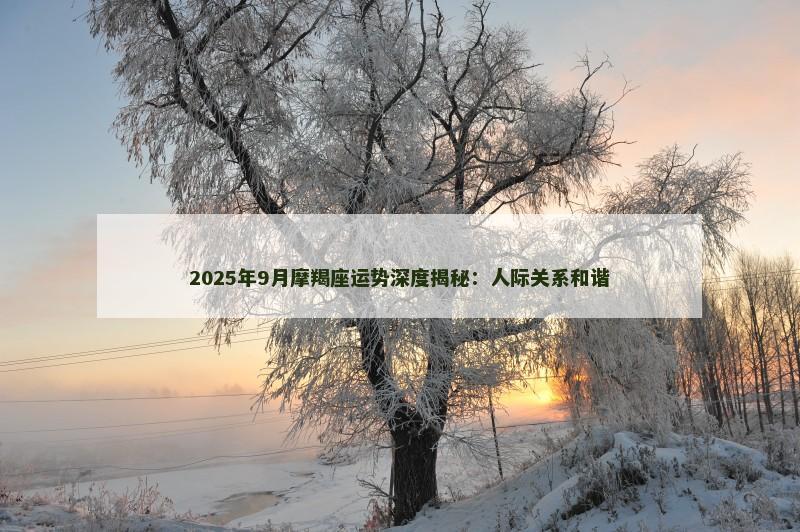 2025年9月摩羯座运势深度揭秘：人际关系和谐