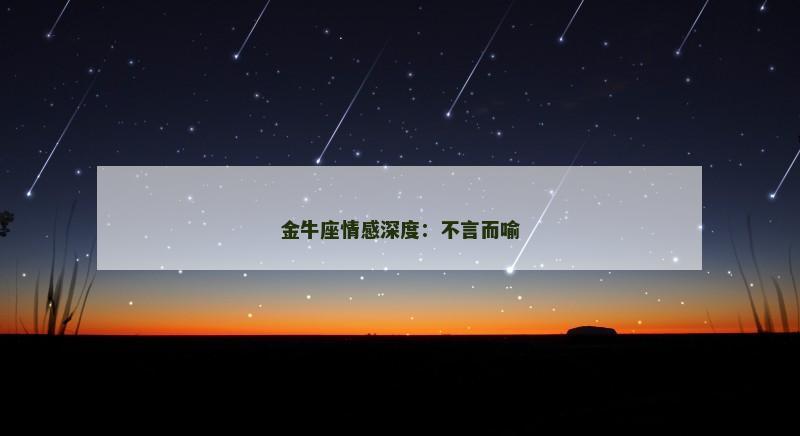金牛座情感深度：不言而喻