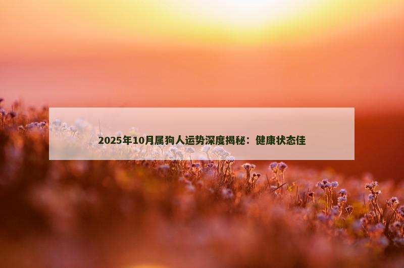 2025年10月属狗人运势深度揭秘:健康状态佳