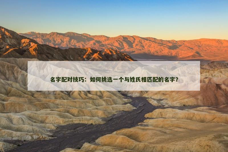 名字配对技巧：如何挑选一个与姓氏相匹配的名字？