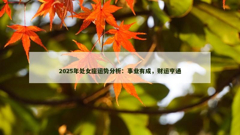 2025年处女座运势分析:事业有成,财运亨通