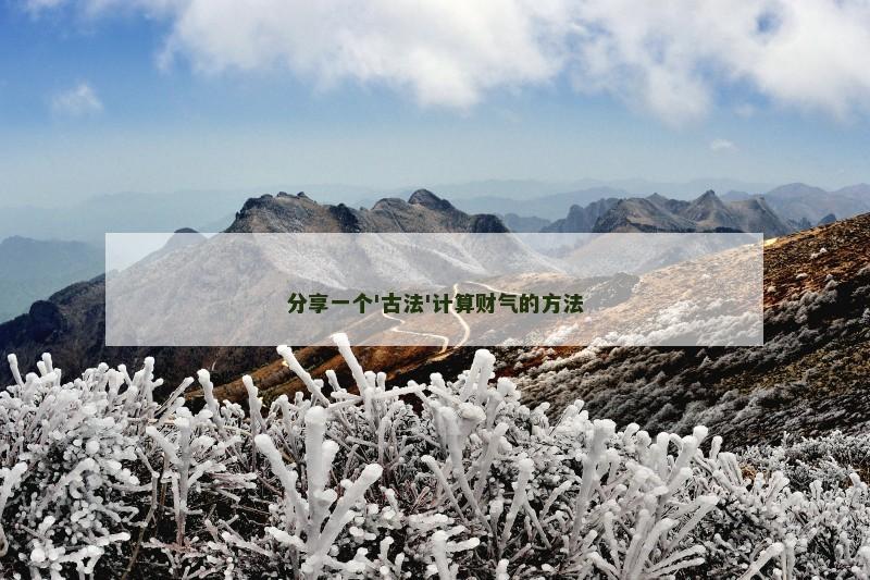 分享一个'古法'计算财气的方法